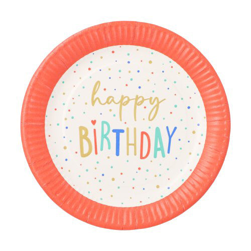 Teller, Pappe rund Ø 23 cm "Happy Birthday"