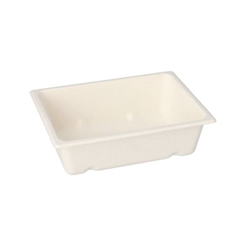 Gastronorm-Behälter GN 1/8 Zuckerrohr, PLA beschichtet eckig 4,7 cm x 16,5 cm x 12,3 cm weiss