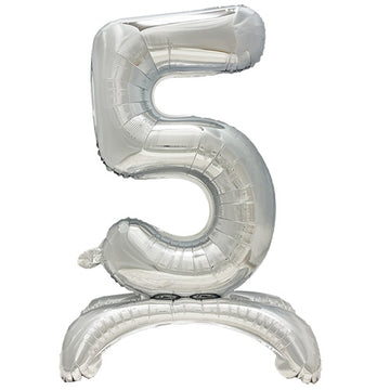 Folienluftballon 73 cm silber "5" stehend