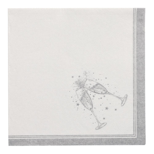 Servietten "ROYAL Collection" 1/4-Falz 40 cm x 40 cm silber "Festivities"