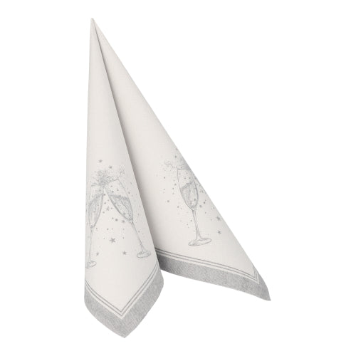Servietten "ROYAL Collection" 1/4-Falz 40 cm x 40 cm silber "Festivities"