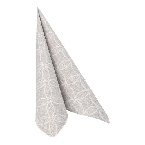 Servietten "ROYAL Collection" 1/4-Falz 40 cm x 40 cm grau "Circle Flowers"