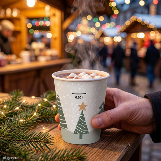 Trinkbecher, Pappe "To Go" 0,2 l Ø 8 cm · 9,1 cm "Winter Forest"