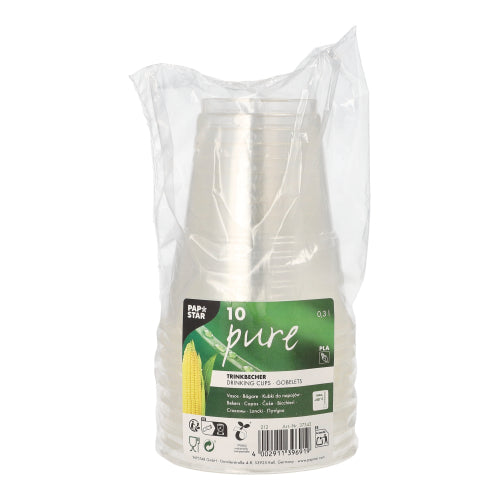 Kaltgetränkebecher, PLA "pure" 0,3 l Ø 9,5 cm · 11 cm glasklar mit Schaumrand