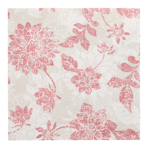 Servietten "ROYAL Collection" 1/4-Falz 40 cm x 40 cm bordeaux "Flowers"