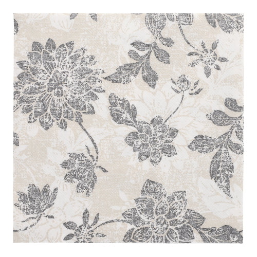 Servietten "ROYAL Collection" 1/4-Falz 40 cm x 40 cm anthrazit "Flowers"