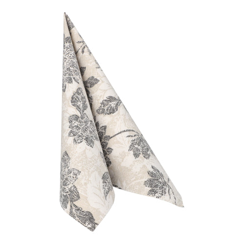 Servietten "ROYAL Collection" 1/4-Falz 40 cm x 40 cm anthrazit "Flowers"