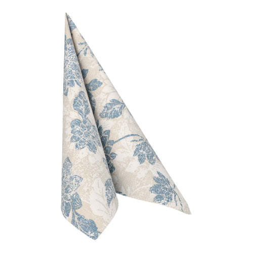 Servietten "ROYAL Collection" 1/4-Falz 40 cm x 40 cm arktikblau "Flowers"
