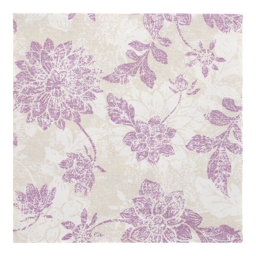 Servietten "ROYAL Collection" 1/4-Falz 40 cm x 40 cm lila "Flowers"