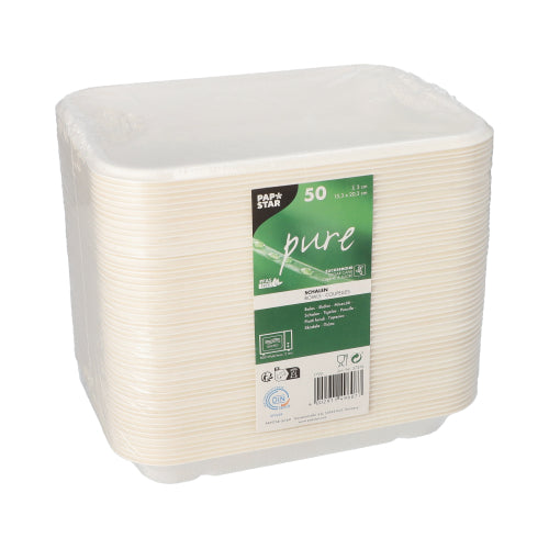 Schalen, Zuckerrohr "pure" ungeteilt 3 cm x 15,3 cm x 20,3 cm weiss