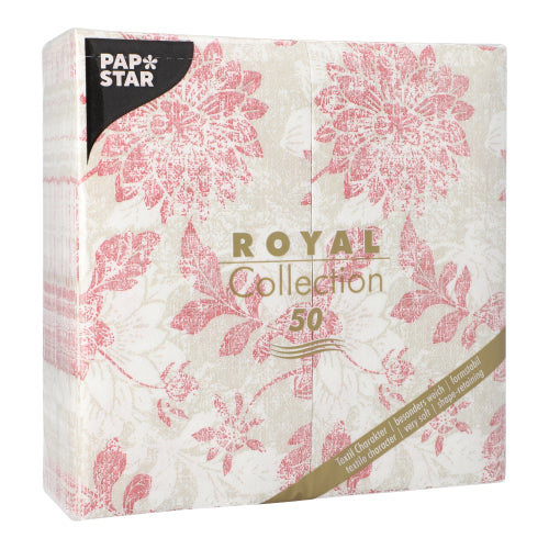 Servietten "ROYAL Collection" 1/8-Falz 40 cm x 40 cm bordeaux "Flowers"