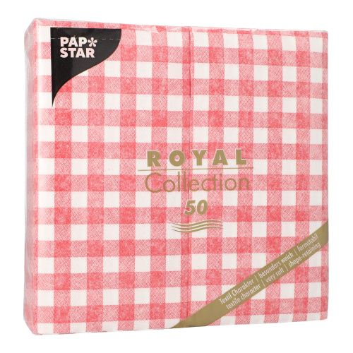 Servietten "ROYAL Collection" 1/8-Falz 40 cm x 40 cm rot "Vichy Karo"