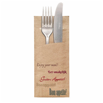 Bestecktaschen 20 cm x 8,5 cm braun 100% kompostierbar