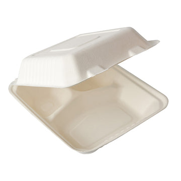 Menüboxen, Zuckerrohr "pure" 3-geteilt 7,7 cm x 20 cm x 22 cm weiss