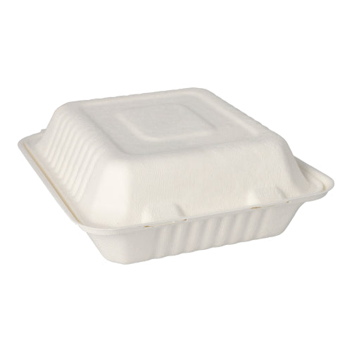 Menüboxen, Zuckerrohr "pure" 3-geteilt 7,7 cm x 20 cm x 22 cm weiss