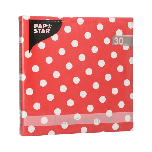 Servietten, 3-lagig 1/4-Falz 33 cm x 33 cm rot "Dots"