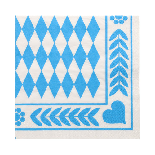 Servietten, 3-lagig 1/4-Falz 33 cm x 33 cm "Bayrisch Blau"