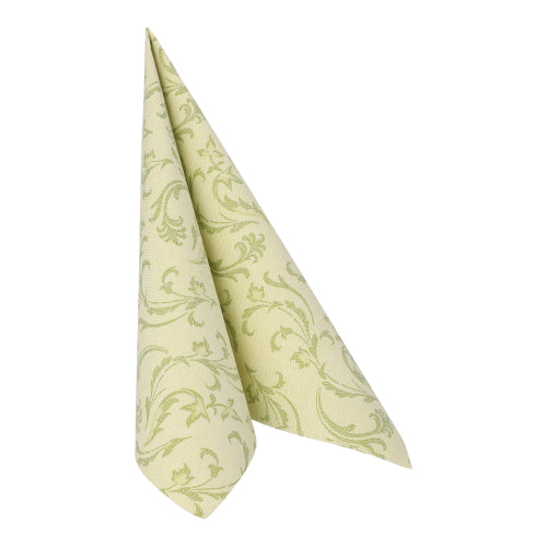 Servietten "ROYAL Collection" 1/4-Falz 40 cm x 40 cm olivgrün "Damascato"