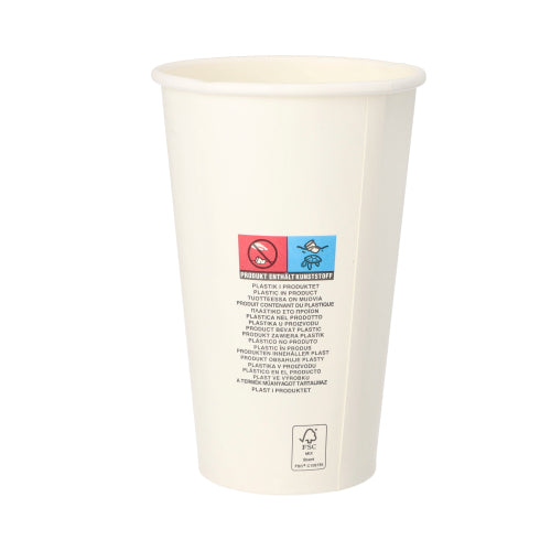 Trinkbecher, Pappe "To Go" 0,4 l Ø 9 cm · 13,9 cm weiss