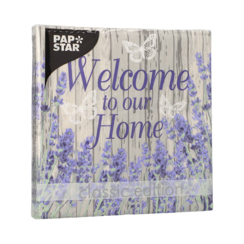 Servietten, 3-lagig 1/4-Falz 33 cm x 33 cm "Welcome"