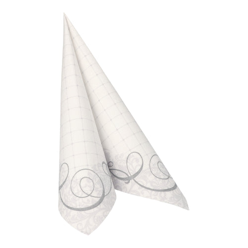 Servietten "ROYAL Collection" 1/4-Falz 40 cm x 40 cm silber "Megan"