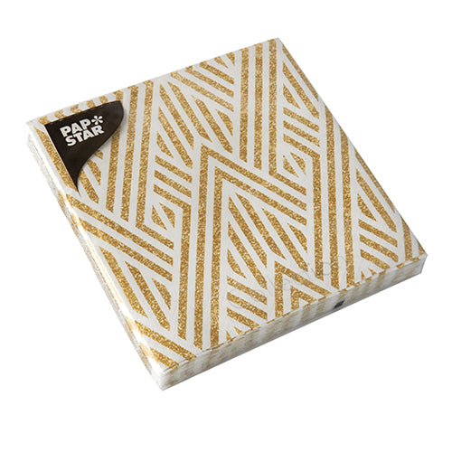 Servietten, 3-lagig 1/4-Falz 33 cm x 33 cm gold "New Year"
