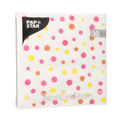 Servietten, 3-lagig 1/4-Falz 33 cm x 33 cm pink "Colourful Dots"
