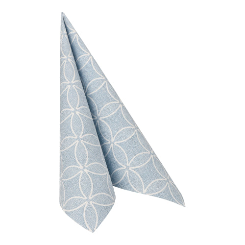 Servietten "ROYAL Collection" 1/4-Falz 40 cm x 40 cm arktikblau "Circle Flowers"