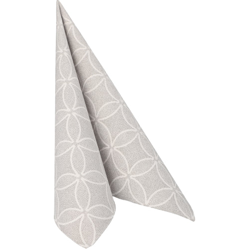 Servietten "ROYAL Collection" 1/4-Falz 40 cm x 40 cm grau "Circle Flowers"