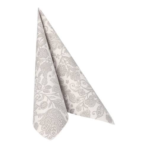 Servietten "ROYAL Collection" 1/4-Falz 40 cm x 40 cm grau "Paisley"