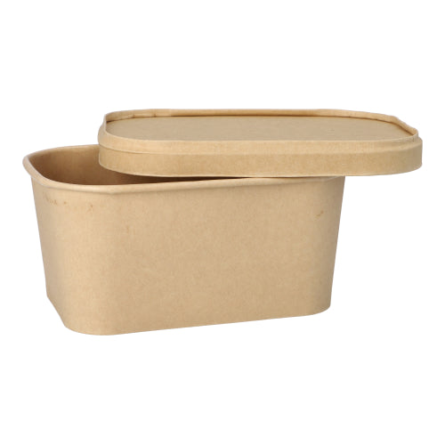 Verpackungsbecher, Pappe rechteckig 1000 ml 7,5 cm x 17,3 cm x 12,3 cm braun