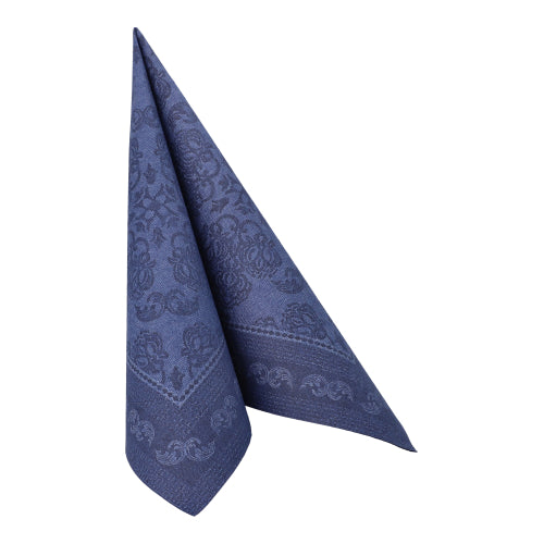 Servietten "ROYAL Collection" 1/4-Falz 40 cm x 40 cm dunkelblau "Arabesque"