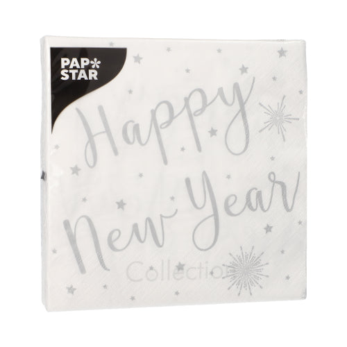 Servietten, 3-lagig 1/4-Falz 33 cm x 33 cm "Happy New Year"