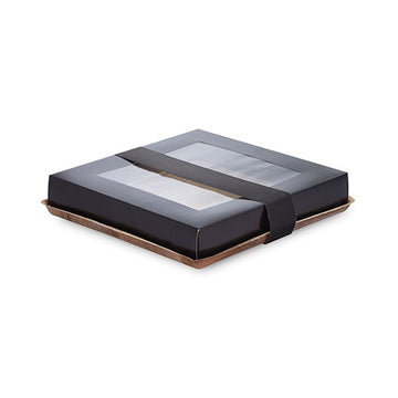Tabletts, Palmblatt eckig 5 cm x 29 cm x 29 cm mit separatem Deckel und Banderole