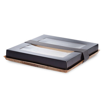 Tabletts, Palmblatt eckig 5 cm x 33,5 cm x 33,5 cm mit separatem Deckel und Banderole