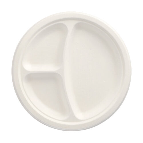 Teller, Zuckerrohr "pure" 3-geteilt Ø 23 cm · 2 cm weiss