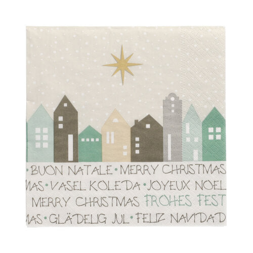 Servietten, 3-lagig 1/4-Falz 33 cm x 33 cm "Christmas Village"