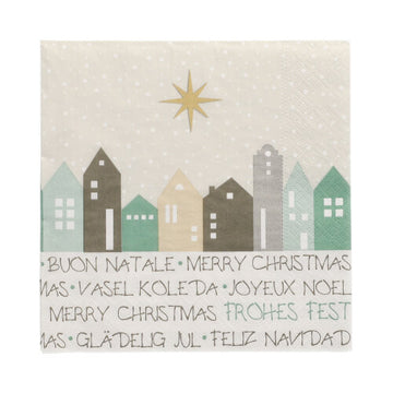 Servietten, 3-lagig 1/4-Falz 33 cm x 33 cm "Christmas Village"