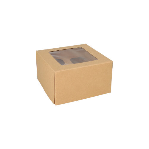 Cupcake-Kartons eckig 10 cm x 17,5 cm x 17,5 cm mit Sichtfenster aus PLA