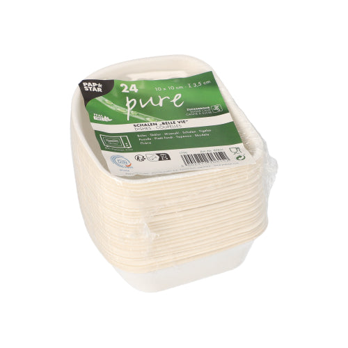 Schalen, Zuckerrohr "pure" 3,5 cm x 10 cm x 10 cm weiss "Belle Vie, Ligne Carrée"
