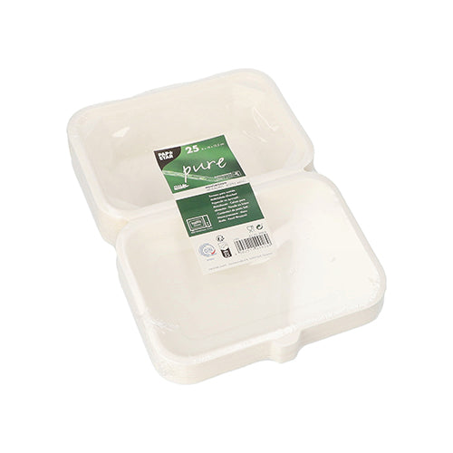 Menüboxen, Zuckerrohr "pure" ungeteilt 6 cm x 18 cm x 12,5 cm weiss