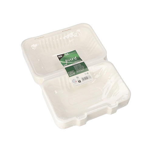 Menüboxen, Zuckerrohr "pure" ungeteilt 7,9 cm x 23 cm x 15,5 cm weiss