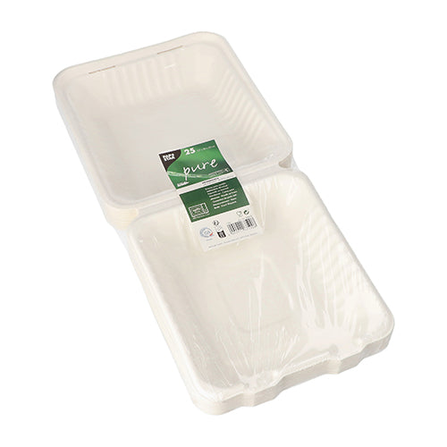 Menüboxen, Zuckerrohr "pure" ungeteilt 7,7 cm x 20 cm x 22 cm weiss