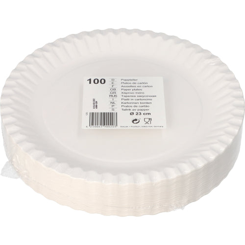 Teller, Pappe rund Ø 23 cm weiss