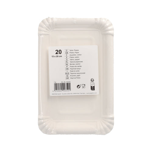 Teller, Pappe eckig 13 cm x 20 cm weiss