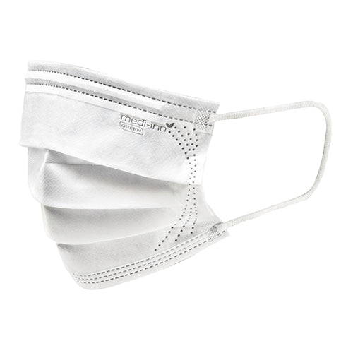 "Medi-Inn GREEN" Mundschutz Type IIR 3-lagig 9,5 cm x 17,5 cm weiss 3-lagig, biologisch abbaubar