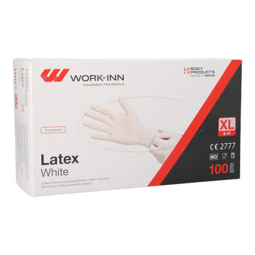 "WORK-INN/PS" Handschuhe, Latex gepudert "White" weiss - natur Größe: XL
