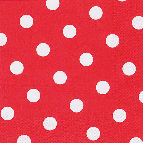 Servietten, 3-lagig 1/4-Falz 40 cm x 40 cm rot "Dots"