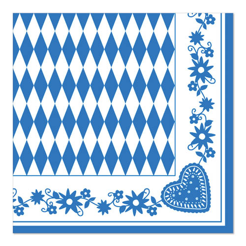 Servietten 1/4-Falz 40 cm x 40 cm "Bayrisch Blau"
