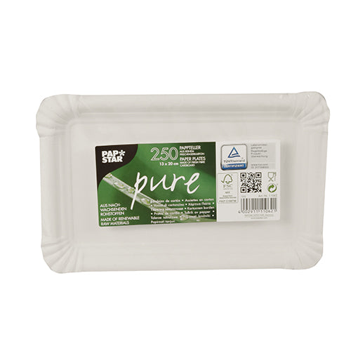 Teller, Pappe "pure" eckig 13 cm x 20 cm weiss